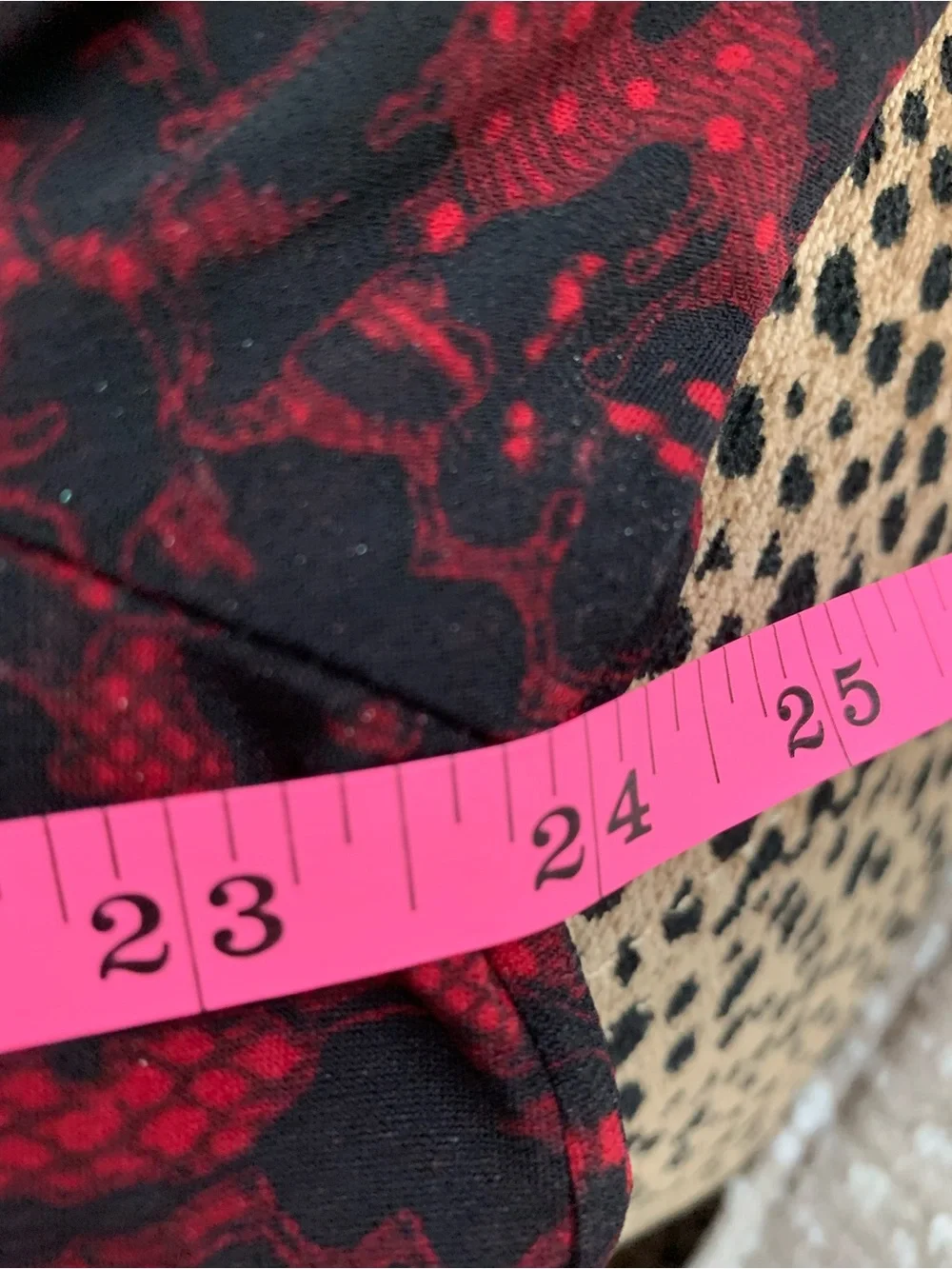 Michael Kors Red and Black Lace-Print V-Neck Long-Sleeve Blouse